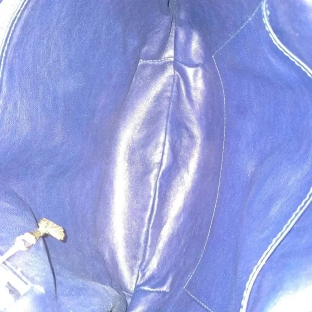 Auth Vintage Gucci Navy Blue Leather Suede Shoulder Bag Preloved Purse Old Gucci - Picture 10 of 14